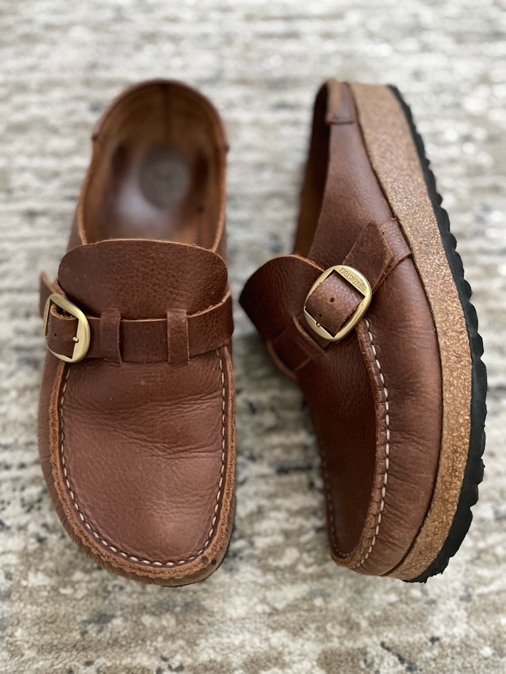 Birkenstock Buckley Vintage Roast Leather Mule Clog 40 Size 9 Burgundy